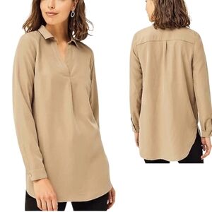J. Jill Tunic Long Sleeve Sand-Washed Shirttail Tunic Brown Sugar Size MP